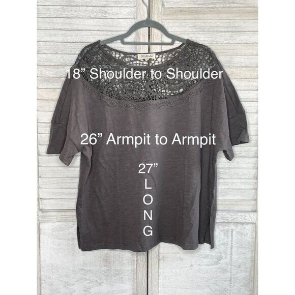 Listicle Gray Oversized Short Sleeve Crochet Top Size Small NEW - Picture 2 of 7